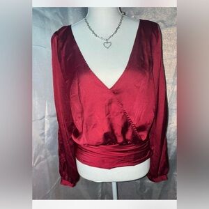Bebe Red Satin Wrap Top